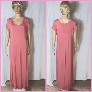 Ahn Ahn Anthropologie tee shirt dress salmon color sz S, fits M